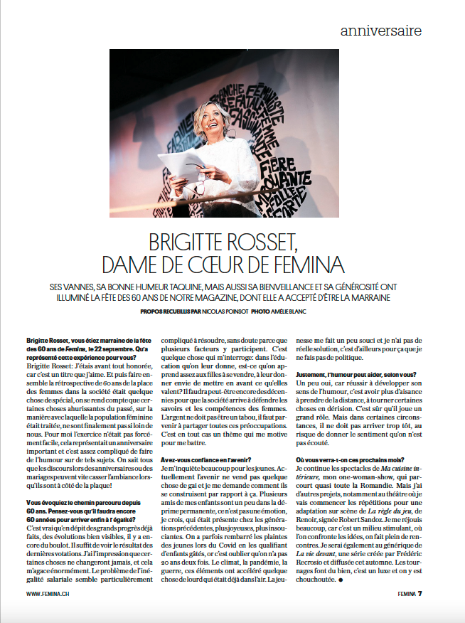 Brigitte Rosset - Femina septembre 2022